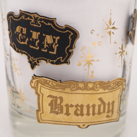 4 West Virginia Glass Co. Liquor Labels Double Old Fashioned Glasses Vtg MCM - Picture 2 of 16